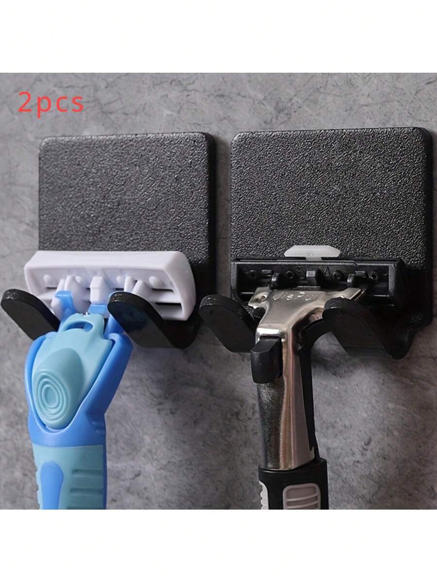2pcs,Stylish And Convenient Bathroom Razor Holder - Keep Your Shaving Essentials Organized And Accessible - Black - View 1