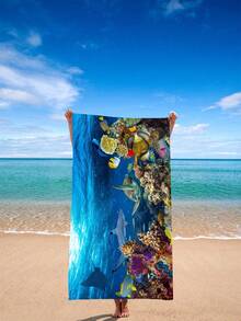 1pc Quick Dry Breathable Oversized Beach Towel, Soft And Lightweight, Pattern Super Absorbent Bath Towel - Multicolor - View 2