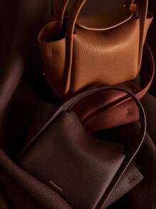 Vintage Shoulder Crossbody Bag With Aesthetic Cabbage Basket & Golden Ingot Decor, For Workplace And Fashion - Brown - View 4