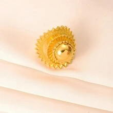 1套經典金色杜拜沙特阿拉伯珠寶套裝,包括耳環、吊墜和戒指,適當婚禮禮物 - 香檳色 - 查看 3