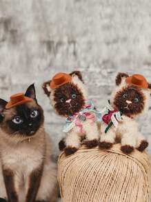 Mini Denim Hat, Pink Plastic Mini Party Hat, Party Favors, Small Cowboy Hat, Suitable For Party Accessories, Doll Decoration, Game Cake Decoration, Wine Bottle Decoration, Diy Decoration,Christmas