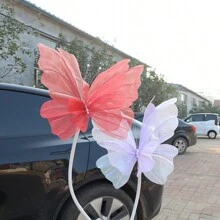 Large Silk Butterfly Artificial Handmade Flower, Wedding Decor Prop For Outdoor Photography (Flower Head Only, No Base Or Stem) - Purple - View 6