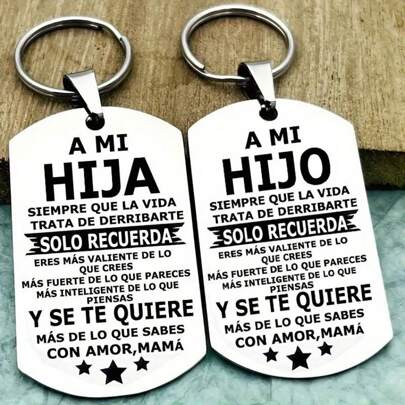 Till min dotter och son, 1 st enkel och söt inspirerande silvernyckelring med etikett, nyckelring i rostfritt stål för väsk-/nyckeldekoration, biltillbehör, väskberlock, skola, söta goth-accessoarer för ungdomar, halloween, lärardag, julklappsidéer, väsktillbehör, nyckelband med ID-hållare, biltillbehör, väskberlocker, biltillbehör, vän, syster