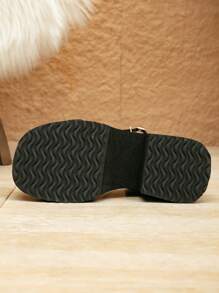 新款春夏設計楔形鞋跟和厚底平台女士舒適時尚涼鞋 - 黑色 - 查看 6