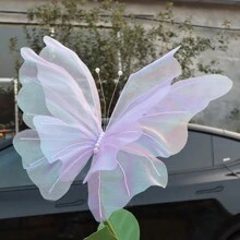 Large Silk Butterfly Artificial Handmade Flower, Wedding Decor Prop For Outdoor Photography (Flower Head Only, No Base Or Stem) - Purple - View 5
