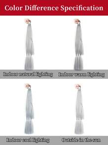 1件装合成编织马尾假发，拳击辫，环绕式发髻，配有发圈，可选长度26英寸、30英寸、34英寸，渐变咖啡棕色编织，适合日常DIY佩戴，也适合圣诞节、新年、狂欢节、音乐节等场合。 - 灰色 - 查看 12