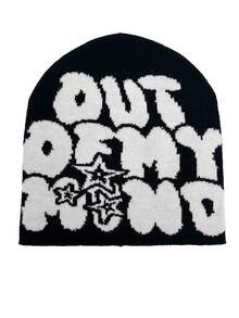 Street 1入組多色針織帽，凸起字母時尚優雅男女皆宜的春夏鬆緊帽 - 提花 - 查看 10