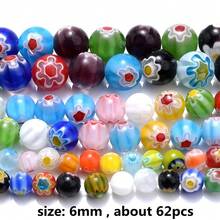 4/6/8/10mm彩色花卉燈工玻璃珠印花玻璃圓珠散珠,適用於自製手鍊、項鍊、耳環等珠寶配件、用品 - 彩色 - 查看 13