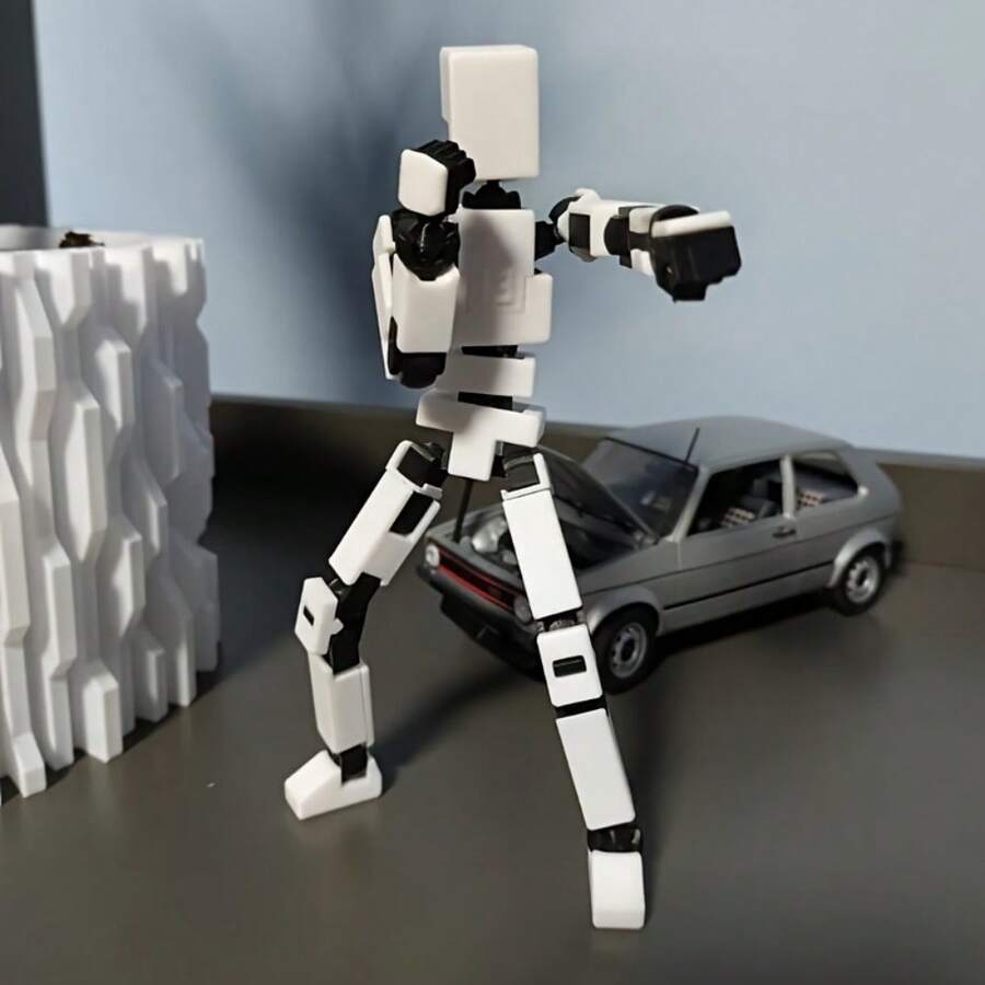 1入創意DIY 3D列印多關節可移動機器人玩具派對禮品(需自行組裝) - 白色 - 查看 1