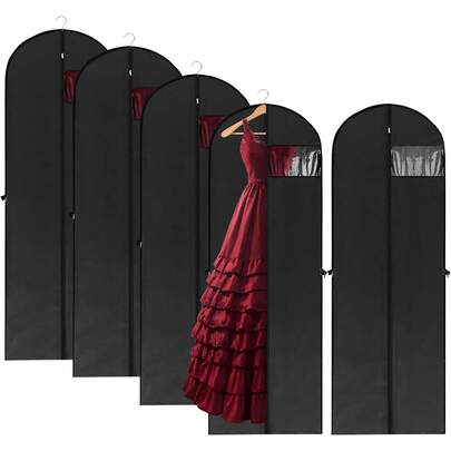 1pc Wedding Garment Dust Cover Bag, With Handle, Clothes Dust-Proof Moisture-Proof Bag, Wardrobe Hanging Suit Dress Dust Bag, For Storing Various Long Garments, Thick PEVA Material, Suitable For School, Office, Home, Travel, Bags, Storage, Back To School Supplies