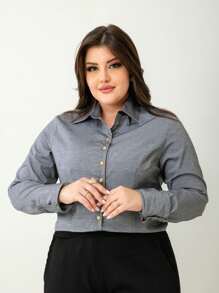 Plus Size Blouses - Grey - View 3