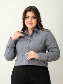 Plus Size Blouses - Grey - View 4