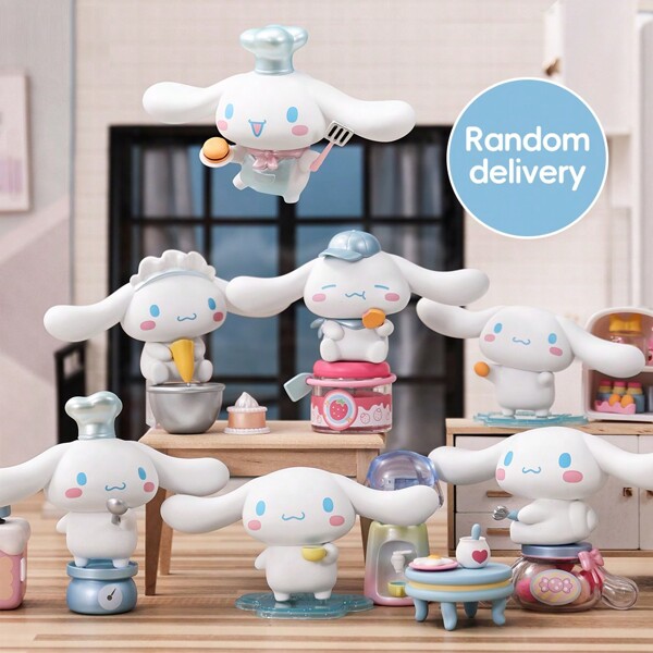 Miniso Caja ciega de la Casa de cocina de Cinnamoroll de Sanrio (mixto), escenas de cocina divertidas, material PVC de alta calidad, adecuado para vitrinas, regalos de cumpleaños y exhibiciones temáticas (1 pieza, entrega aleatoria)
