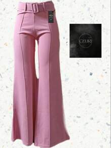 Pantalón pata de elefante - Rosa Pálido - Ver 1