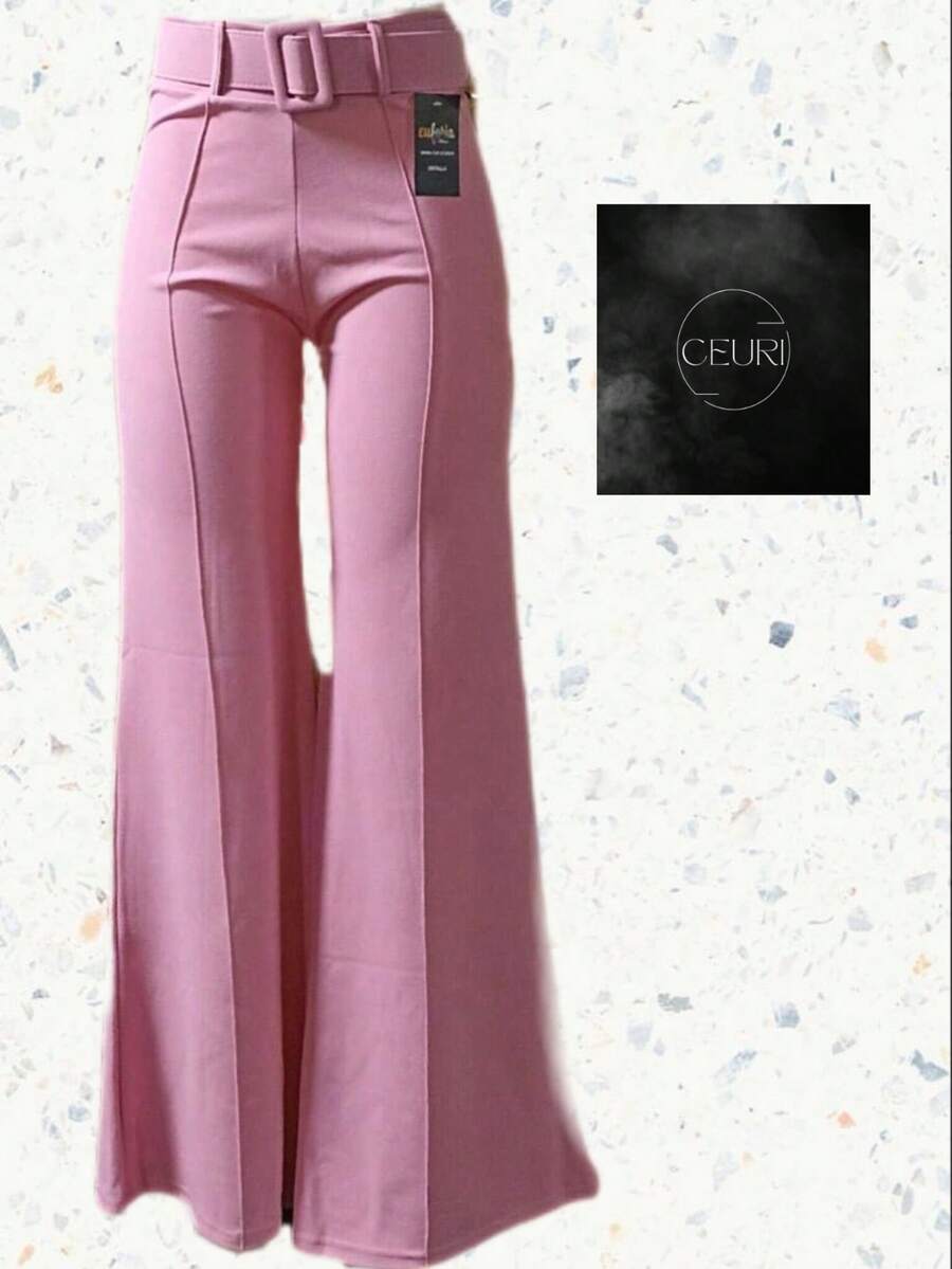 Pantalón pata de elefante - Rosa Pálido - Ver 1