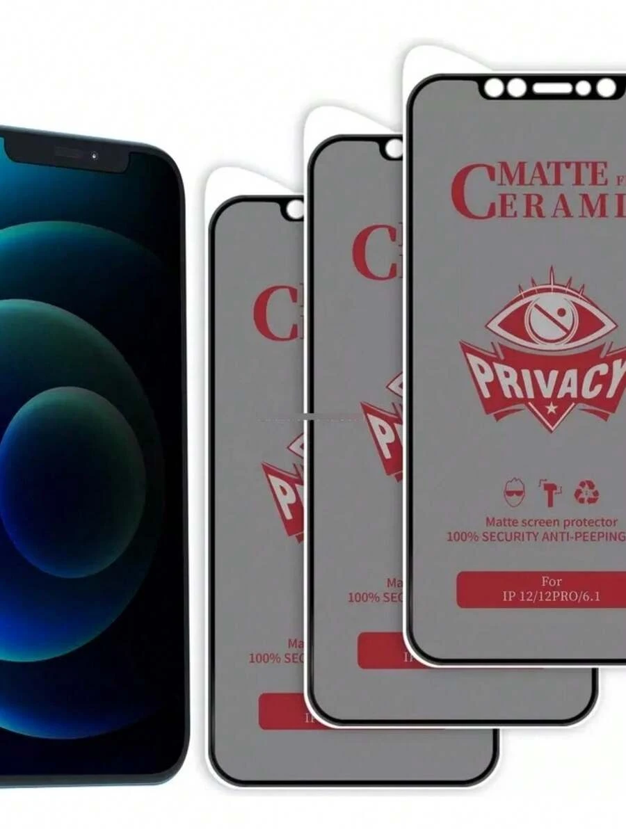 Mica Cerámica Mate 9d De Privacidad Para iPhone Varios modelos - Negro - Ver 1