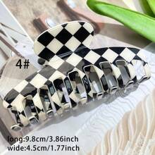 Glossy Checkered Claw Clips: Add A Stylish Touch To Your Hair With These Rectangle-Shaped Hair Clips!Valentine's Day Couples As A Gift Hair Accessories Hair Jaw Clip Hair Clamps Hair Clutch Hair Catcher Clip