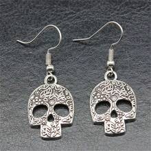 1 Miếng Gothic Thiết kế Skull Vật rủ xuống Hoa tai Với Mô hình , Hợp kim kẽm NỮ Cô gái Creative Qủa tặng - Bạc - Xem 3
