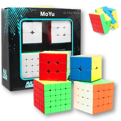 Box Kit Cubo Mágico 4 Unidades 2x2x2 + 3x3x3 + 4x4x4 + 5x5x5 Profissional MoYu
