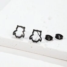 1 đôi Thời trang Đáng yêu Chim cánh cụt Bông tai stud Đối với phụ nữ Đen Thép không gỉ Hoa tai Nam Punk Hàn Quốc Thú vật Xỏ lỗ tai Đồ trang sức - màu đen - Xem 10