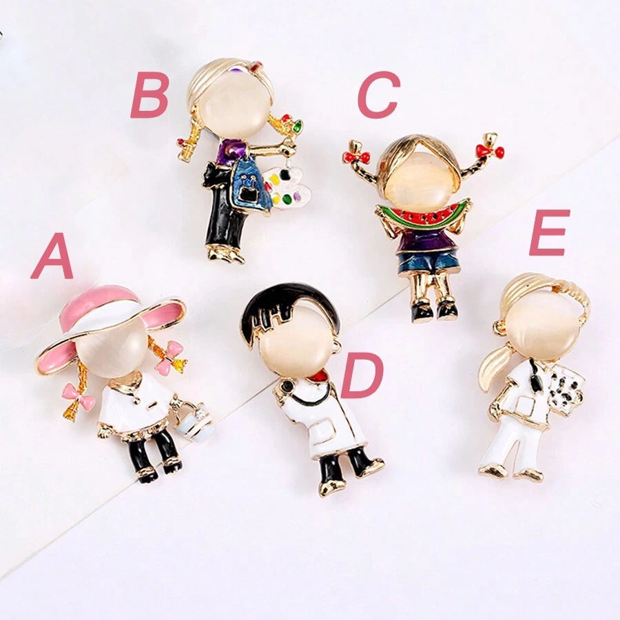 可愛的1pc日式卡通女孩/女性醫務人員合金胸針 - 彩色 - 查看 1