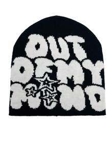 Street 1入組多色針織帽，凸起字母時尚優雅男女皆宜的春夏鬆緊帽 - 提花 - 查看 13