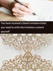 20 件婚礼请柬，DIY 镂空玫瑰花形请柬，附信封和回信卡，闪亮金色，预扎缎带，适用于结婚周年纪念、新娘送礼会、订婚派对、周年晚宴请柬 - 玫瑰金 - 查看 7