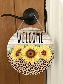 1pc Welcome Sign Wooden Hanging Decoration For Front Door, Home, Outdoor, Spring Decor - Yellow - View 3