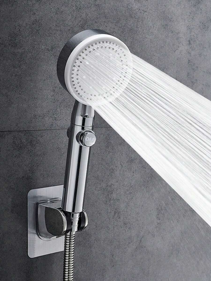 Silver Supercharged Showerhead With Bathroom Universal Joint Interface