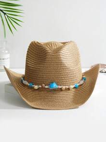 1頂款式適合男女穿戴的藍松石裝飾波西米亞牛仔女帽、沙灘帽、遮陽帽,適用於派對聚會 - 多色4 - 查看 19