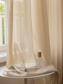 ستارة شفافة باللون الكريمي الفاخرة الحديثة الطراز الفرنسي 1 قطعة لأثاث غرفة الجلوس/النوم، تصميم مقاوم للخدش