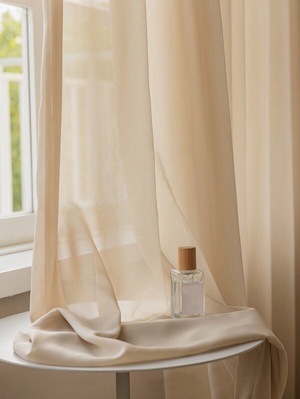 ستارة شفافة باللون الكريمي الفاخرة الحديثة الطراز الفرنسي 1 قطعة لأثاث غرفة الجلوس/النوم، تصميم مقاوم للخدش