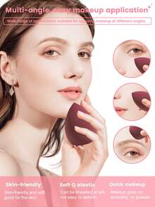 8PCS Makeup Sponge,Suitable For Cream & Powder Concealer, Loose Powder Makeup Applicator - Burgundy - View 2