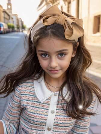 單個蝴蝶結髮帶，春夏新款，復古甜美風格，寬幅，瞬間拉提臉型，兒童常用的多功能流行髮箍