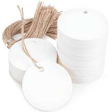 100PCS White Round Gift Tags, Kraft Paper Gift Tags With String Blank Hang Tags For Gifts Wrapping Craft Project Wedding Favors - White - View 2