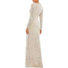 Ieena for Mac Duggal Womens Sequined Long Evening Dress - bạc khỏa thân - Xem 2