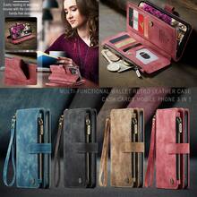 CASEME 復古錢包手機夾磁性手機殼防震pu皮革手機保護殼帶掛繩適用於三星iphone等手機 - 藍色 - 查看 11