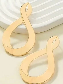 1pair Fashion  Metal Geometric Twisted Drop Earrings