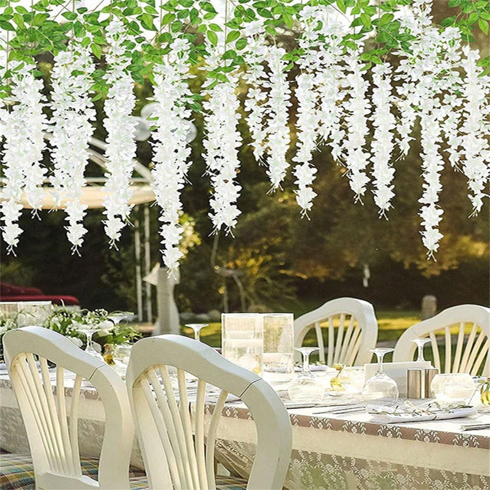 24pcs Artificial Fake Wisteria Vines Rattan Hanging Garland Silk