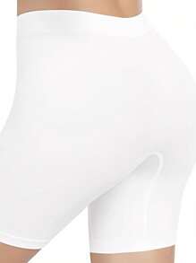 Meguma 1pc Women Plus Size High Waist Shorts, Stretchy Nude Feeling Tight Compression Shorts, Fitness Underwear