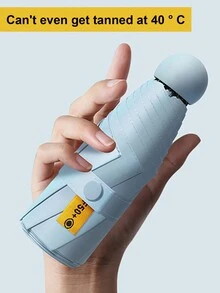 1pc 5 Fold Dual-Use Sunscreen Umbrella, Portable Mini Capsule Umbrella - Blue - View 1