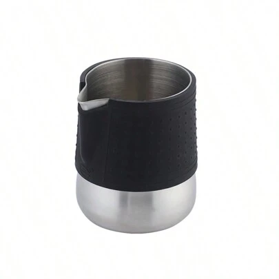 1 件黑棕色硅胶不锈钢牛奶起泡壶咖啡厅咖啡杯起泡器拿铁壶泡沫杯咖啡壶，是滴滤咖啡机咖啡制作套装返校的绝佳礼物