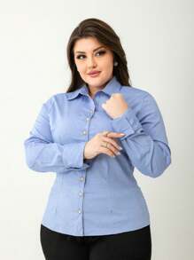 Plus Size Blouses - Blue - View 1