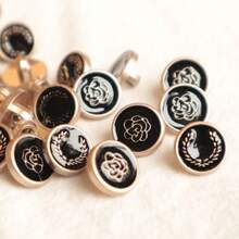 10/20/30入組油滴砂金葉紋裝飾塑料扣子,適用於針織開衫、襯衫、外套和diy服飾配件 - 黑色 - 查看 5