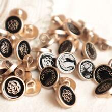 10/20/30入組油滴砂金葉紋裝飾塑料扣子,適用於針織開衫、襯衫、外套和diy服飾配件 - 黑色 - 查看 6