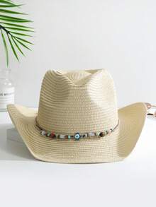 1頂橘杠徵boho牛仔帽,針織帽邊草帽,適合戶外海灘 - 多色6 - 查看 13