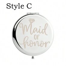 1pc Bride Tribe Gift Compact Mirror Bridesmaid Wedding Bachelorette Hen Party Gift Maid Of Honor Makeup Mirror Birthday Gifts Graduation Home Decor Back To School Room Decor School Supplies