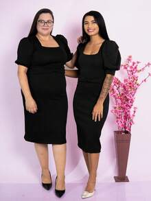 Plus Size Dresses - 黑色 - 查看 4