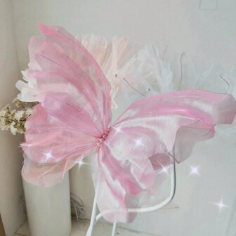 Large Silk Butterfly Artificial Handmade Flower, Wedding Decor Prop For Outdoor Photography (Flower Head Only, No Base Or Stem)