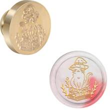 CYFUN DESIGN 1 件猫元素蜡封黄铜印章头无木柄复古黄铜可拆卸印章适用于收藏婚礼派对邀请函信封卡片礼品包装、返校、学校用品 - 金色 - 查看 29